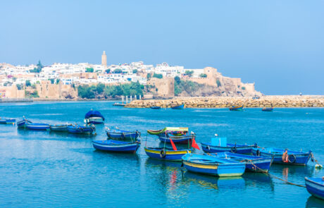 Traditional boats in the harbor of Rabat, Morocco